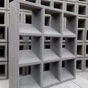 Elemento Vazado de Concreto Modelo 9 Furos Inclinados medida 39x39x10cm