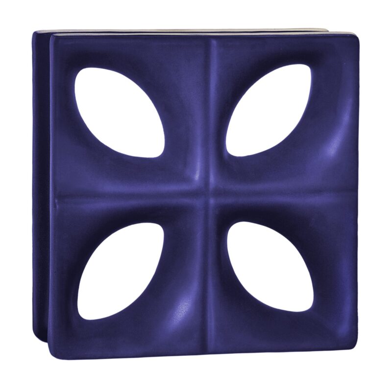 Cobogó Esmaltado Modelo Folha Azul Cobalto Fosco
