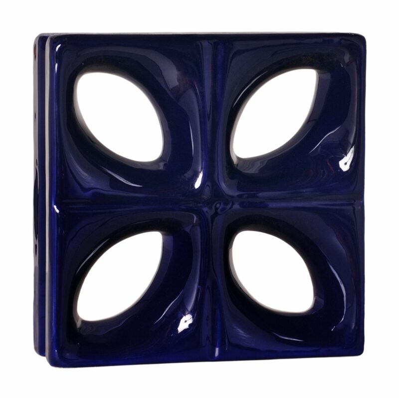 Cobogó Esmaltado Modelo Folha Azul Cobalto