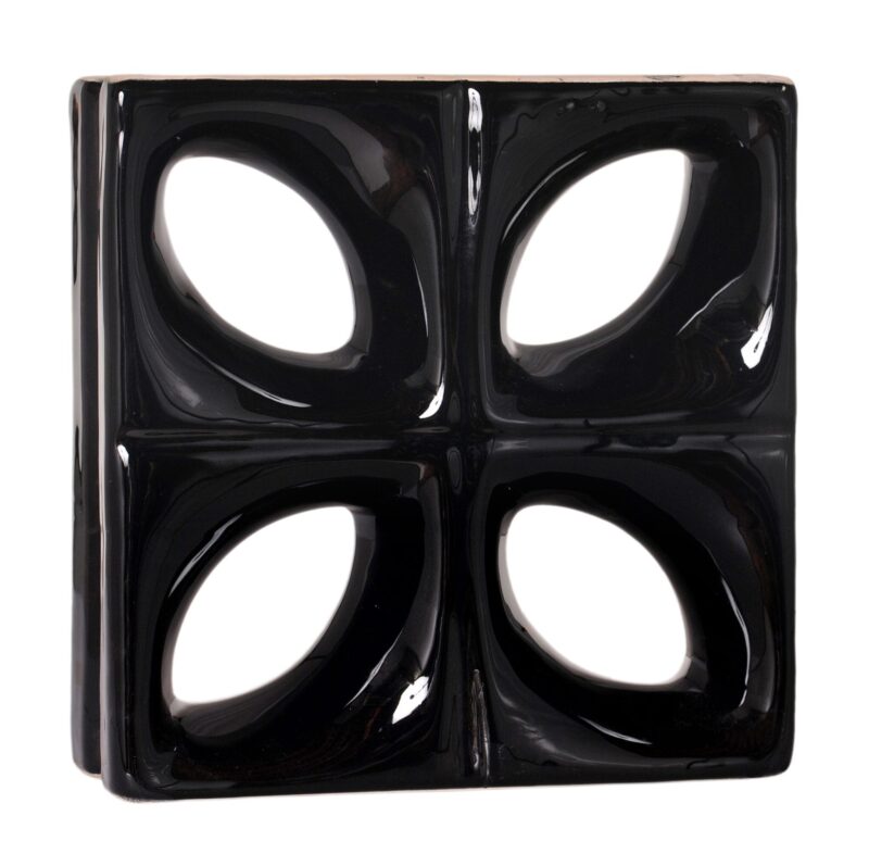 Cobogó Esmaltado Modelo Folha Preto Brilhante Cobogó Esmaltado Modelo Folha Preto Brilhante