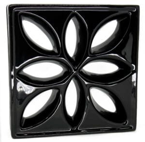 Cobogó Esmaltado modelo Lótus Preto Brilhante