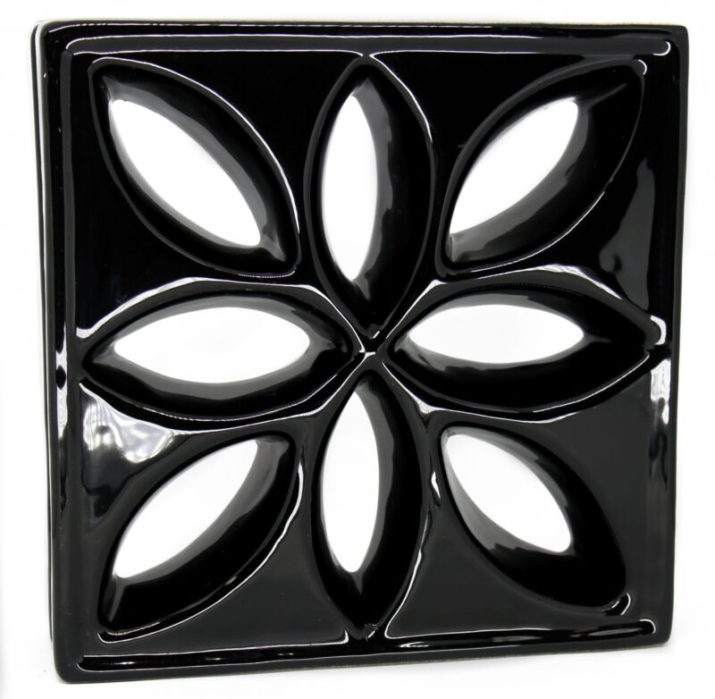 Cobogó Esmaltado modelo Lótus Preto Brilhante