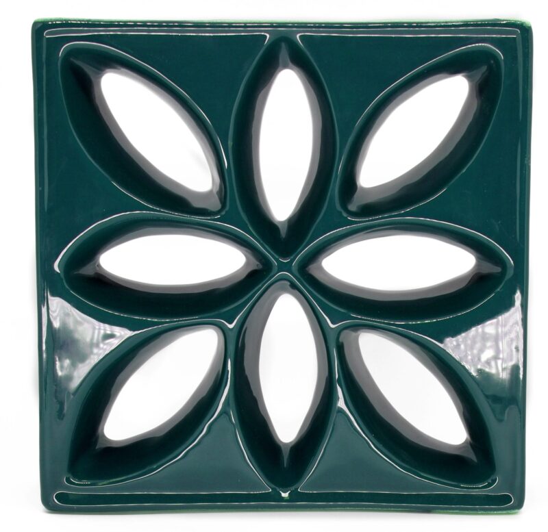 Cobogó Esmaltado modelo Lótus Verde Petróleo