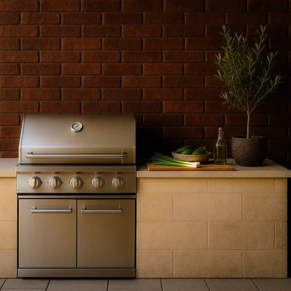 Revestimento Brick Chocolate instalado em cozinha externa